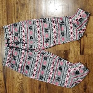 Womens Briefly Stated gray & pink pull on lounge/pajama pants size M